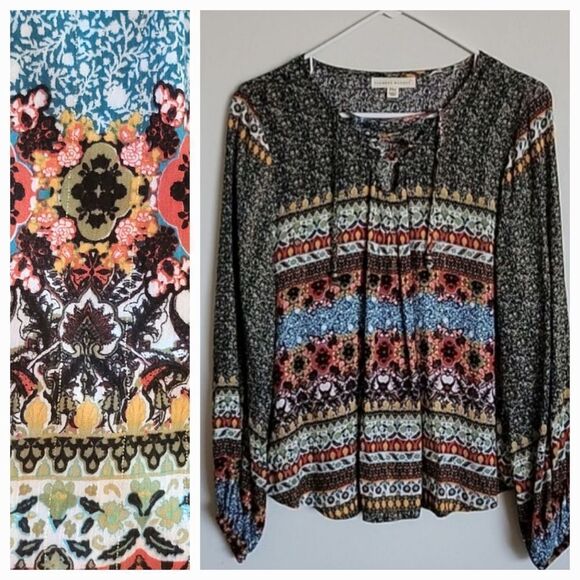 Farmers Market by One World guaze blouse Size PM - Picture 1 of 10